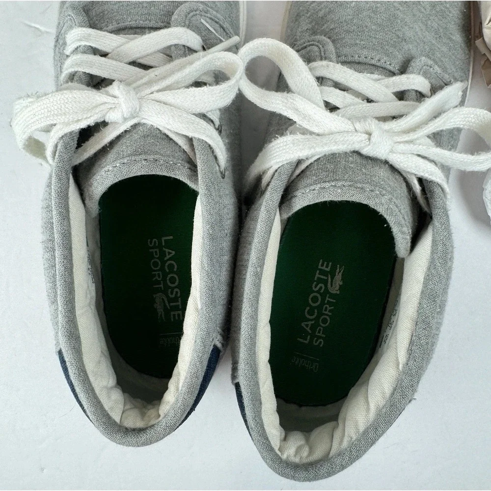 Lacoste Ampthill GRV2 Sneakers Men's 8.5 Gray‎ Canvas Mid Top Shoes Casual Logo